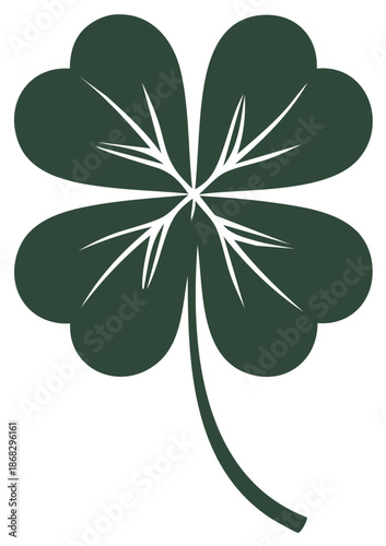 Green four leaf clover icon symbolizing good luck and St Patricks Day