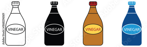 Vinegar icon Set Multiple Style Collection. Vector illustration.