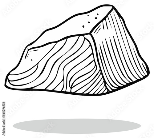 Hand-drawn illustration of a salmon fillet with black outlines and internal lines, isolated on white.