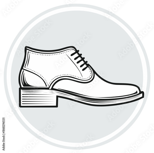 Elegant mens laced dress shoe line art illustration representing formal business fashion footwear style