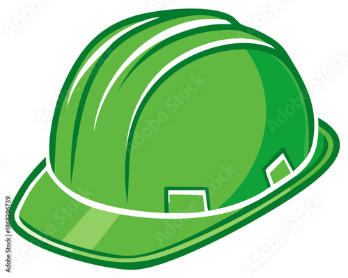 Green Hard Hat Illustration for Construction Safety and Industrial Workplace Head Protection