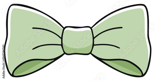 Hand drawn cartoon illustration of a light green bow tie fashion accessory