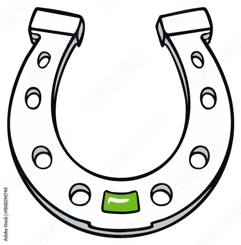 Cartoon silver horseshoe a classic symbol of good luck and fortune