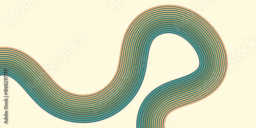 Abstract colorful 70s background vector. Vintage retro wallpaper with rainbow stripes and wavy lines.