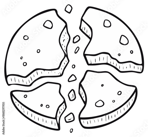 Broken Circular Object with Irregular Pieces Outline