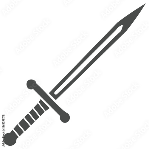 Simple vector icon of a classic medieval longsword or broadsword weapon