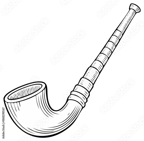 Isolated smoking pipe sketch in detail presents a classic aesthetic with clear artistic design, perfect for vintage-themed visuals.