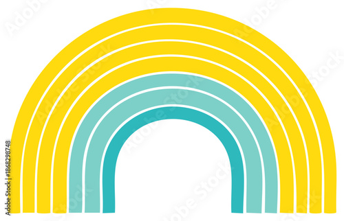 Modern Rainbow Illustration with Yellow and Teal Arcs for Positive Theme Designs