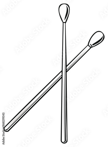 Ear swabs outline close up - hygiene products for personal care and cleaning procedures