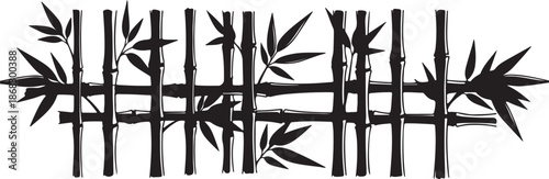 Bamboo Fence: An artistic monochrome portrayal of a bamboo fence, blending traditional craft with natural aesthetics. The image reveals the charm of simplicity and the artistry of natural elements.