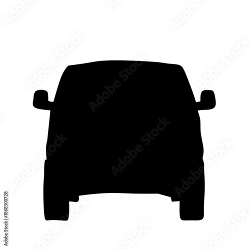 Van Front View in Black Silhouette for Transport Icon