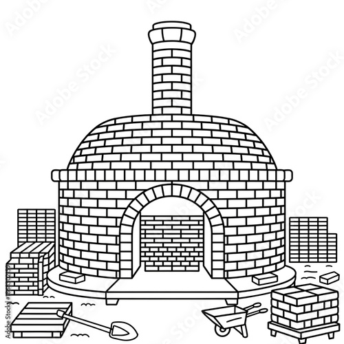 Brick kiln coloring page line art 