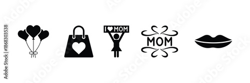 Set of Black Mothers day icon collection.