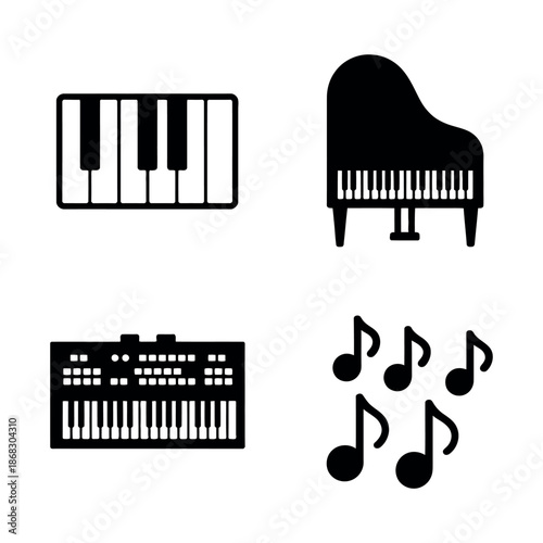 Piano and music notes illustration Vector