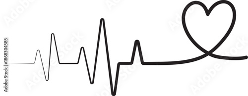 Heart Rhythm Icon. Electrocardiogram, ECG - EKG signal, Heart Beat pulse line concept design element. Heartbeat line, pulse, cardiogram, medical health care, heart rhythm, red outline vector.