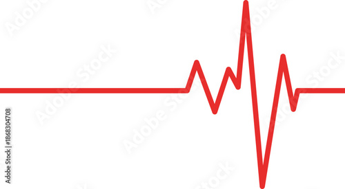 Heart Rhythm Icon. Electrocardiogram, ECG - EKG signal, Heart Beat pulse line concept design element. Heartbeat line, pulse, cardiogram, medical health care, heart rhythm, red outline vector.