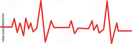 Heart Rhythm Icon. Electrocardiogram, ECG - EKG signal, Heart Beat pulse line concept design element. Heartbeat line, pulse, cardiogram, medical health care, heart rhythm, red outline vector.