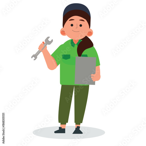 vector of a woman working as a mechanic