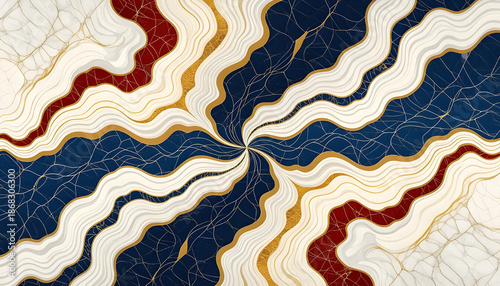Luxury Marble Swirl: Elegant Navy Blue and Gold Abstract Fluid Background
