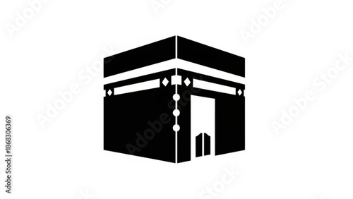 Kaaba icon a black and white minimalist symbol of Islams holiest site perfect for religious or travel-related designs