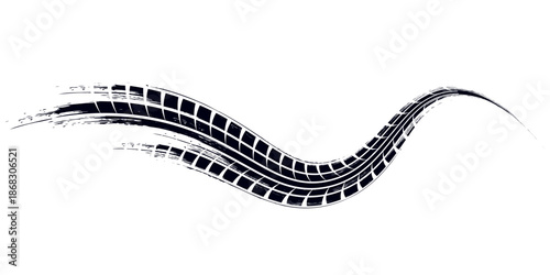 Tire track. Car, bike, motorcycle tyre mark with grunge effect isolated on white background. Wheel footprint on the road.