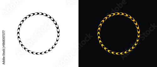 Laurel wreath icon set. black and golden laurel wreath icon set. floral icon set.