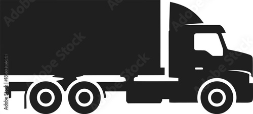 Simple black silhouette of a large commercial truck with dual rear wheels