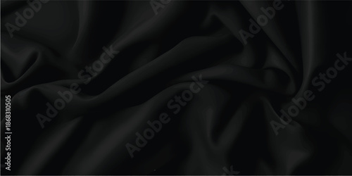 Elegant black satin fabric texture with smooth glossy silk folds creating a luxury background for fashion design, premium branding, cosmetic packaging, wedding decor and modern creative visuals