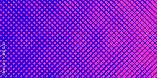 Pixelated bitmap gradient texture. Blue and pink dither pattern background. Abstract glitchy pattern. 8 bit video game screen wallpaper. Wide pixel art retro illustration. Vector backdrop