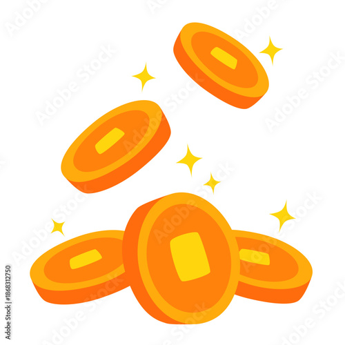 Gold coins falling illustration