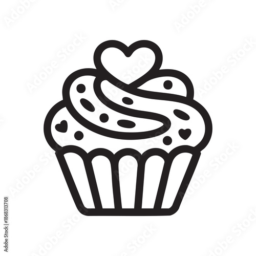 Birthday cake stoke line art vector.