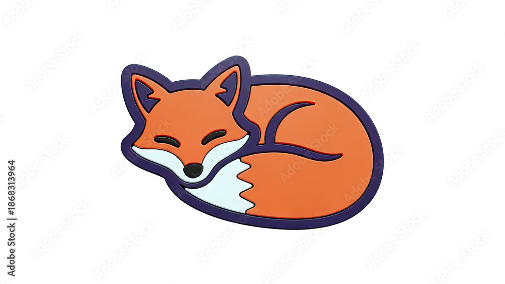 Obraz premium Cute sleeping fox sticker