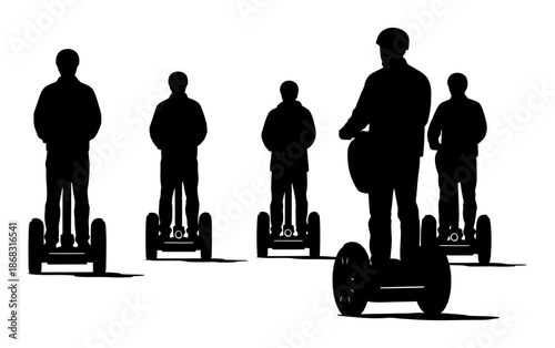 Segway Tour Silhouette - Minimalist Vector Illustration