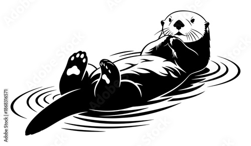 Sea Otter Silhouette - Minimalist Vector Illustration