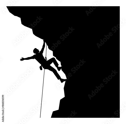 Rock Climber Silhouette - Minimalist Vector