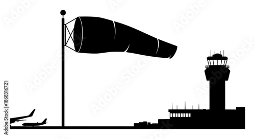 Wind Sock Airport - Minimalist Vector Illustration
