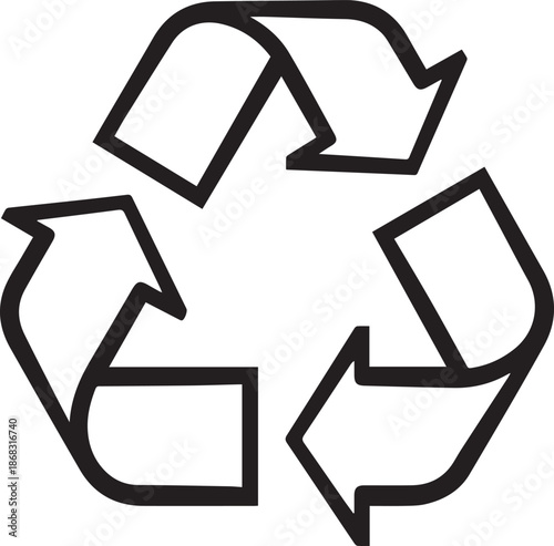 A prominent circular arrow icon representing the concept of recycling, a symbol of environmental consciousness.