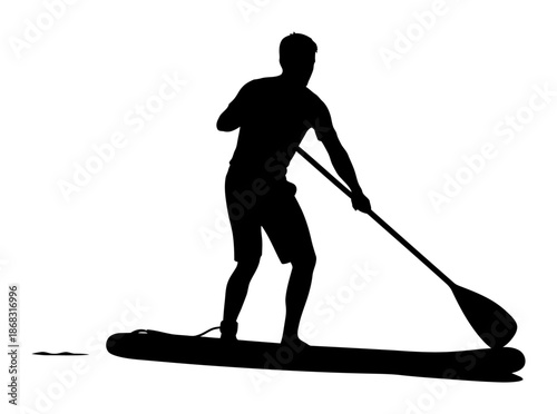Stand Up Paddleboarding Silhouette - Vector Illustration