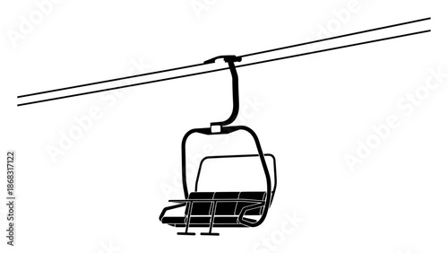 Ski Lift Chair Silhouette - Minimalist Vector