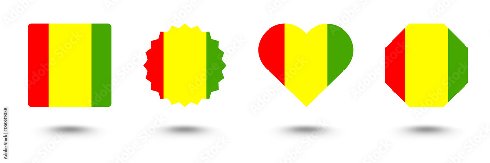 Fototapeta premium Set of Guinea flags button