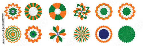 Indian Tricolor Rosette Badge Set for Republic Day and Independence Day