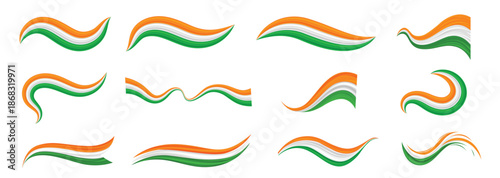 Indian Tricolor Ribbon Wave Set for Republic Day and Independence Day