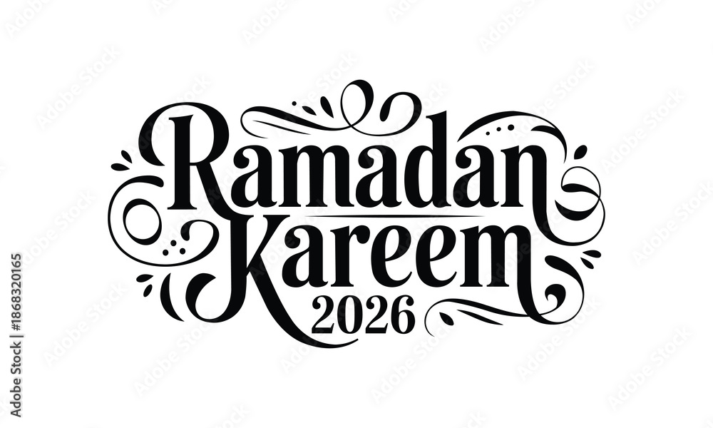 Fototapeta premium Ramadan Kareem 2026 decorative text
