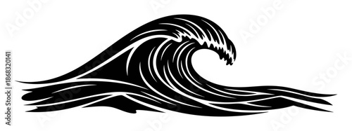 Curling Wave - Minimalist Vector Illustration