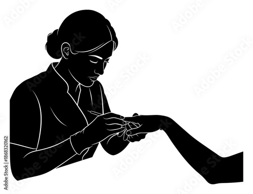 Manicure Silhouette - Nail Technician Vector