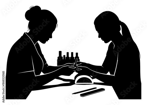 Manicure Silhouette - Nail Technician Vector