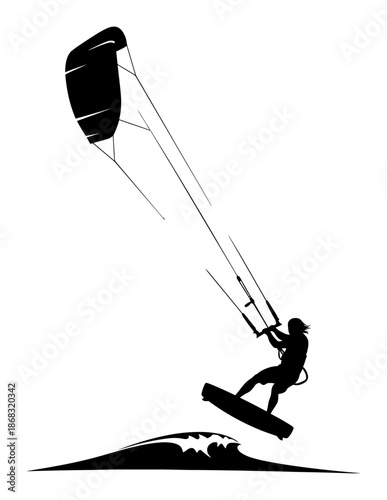 Kitesurfing Silhouette - Minimalist Vector Illustration