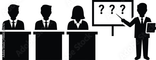 Business Panel Discussion and QA Session Icon Presentation Meeting Silhouette Vector