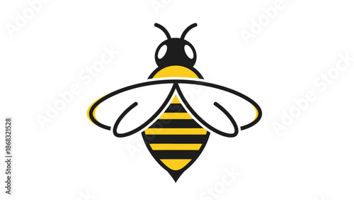 Minimalist Bee Icon Illustration on Isolated White Background