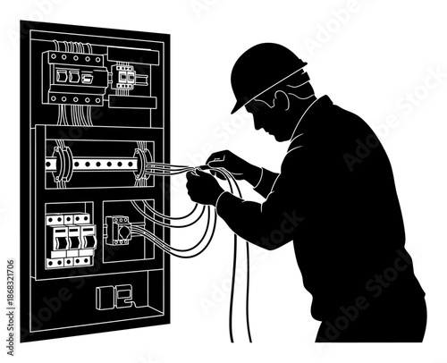 Electric Panel Silhouette - Vector Illustration